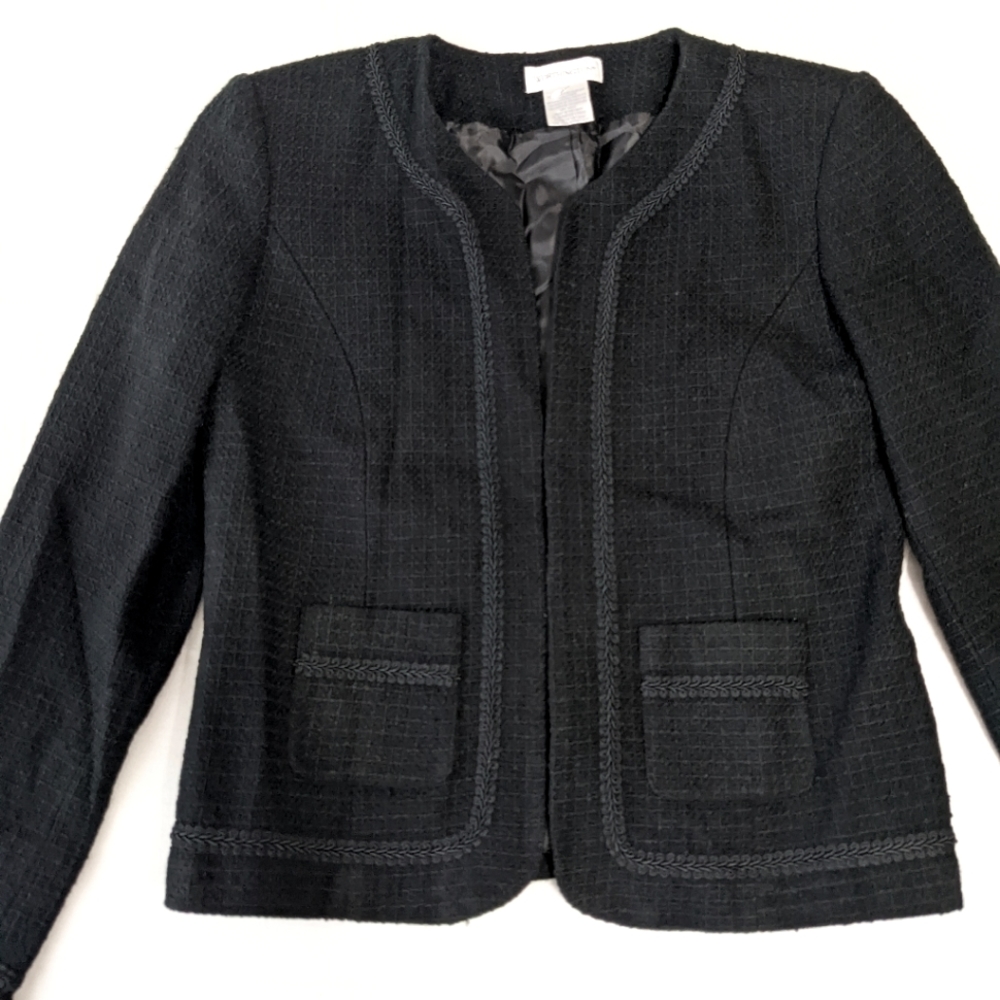 Worthington Acrylic Black Blazer Jacket With Pockets Size 4 New